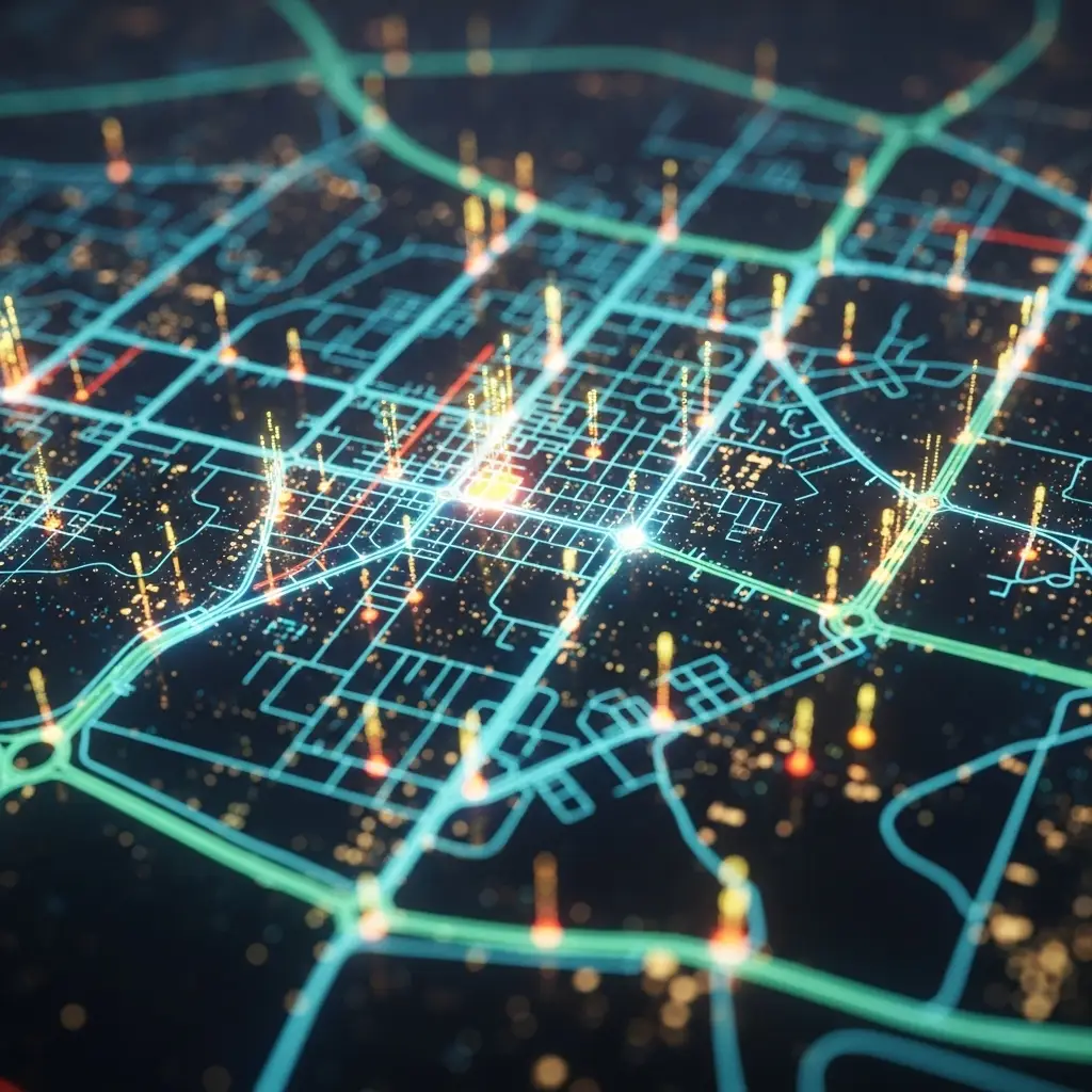 Real-Time Signal Maps in Action Digital map with GPS pings tracking movements in real time
