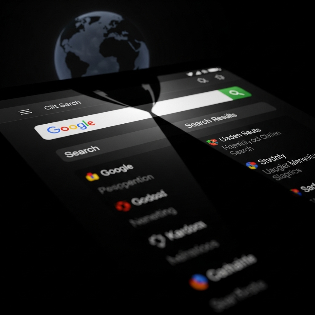 Google search bar casting a shadow over results, hiding some links.